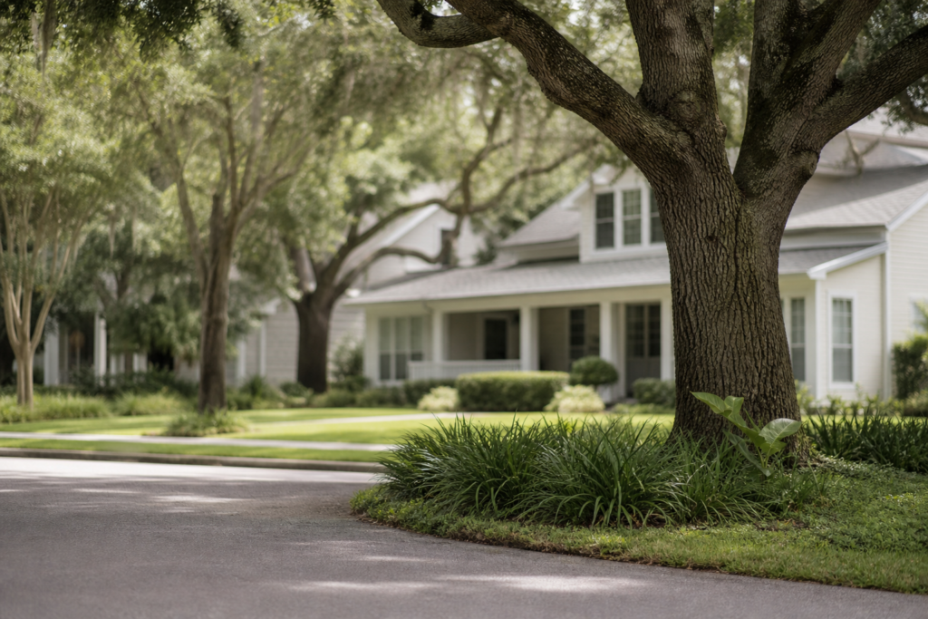 Tampa neighborhood with well-kept homes and quiet residential streets